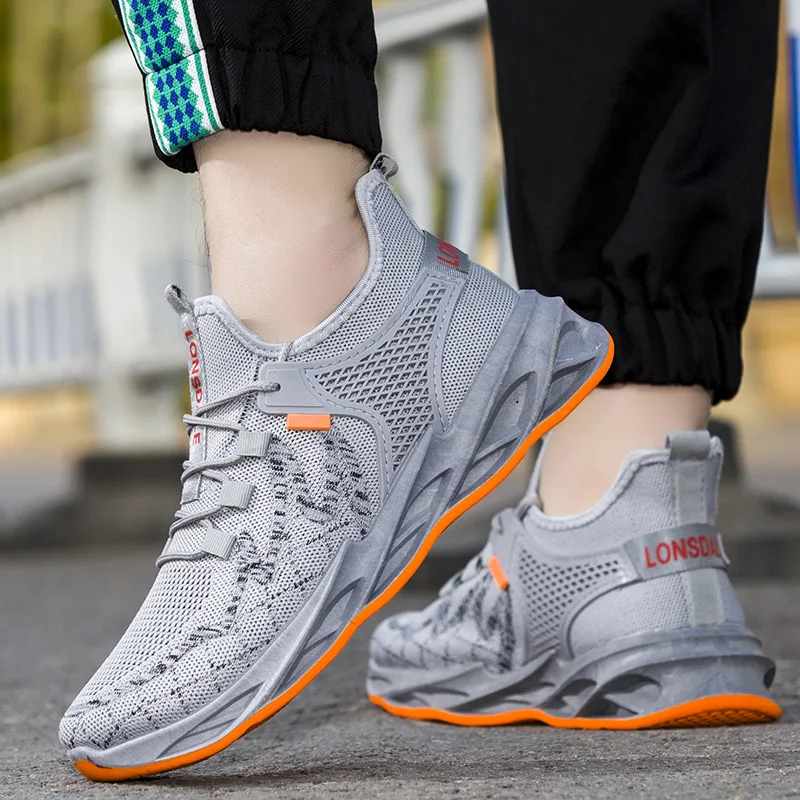 customize grey flying knit durable lightweight breathable blade white sneakers for man free shipping man boots sport shoes