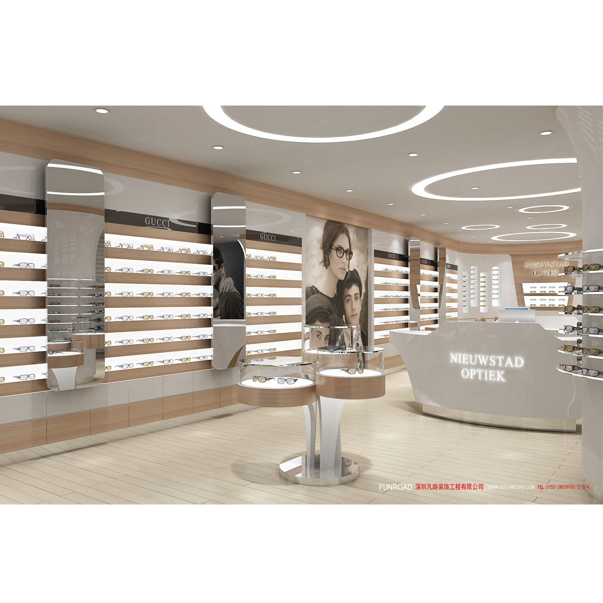New Optical Store Concept Interior Display Furniture Retail Sunglasses Shop Display Cabinets for Sale