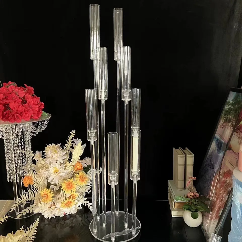 Clear Tall Acrylic Candelabra Candle Holder 6 Amrs  8 Arms 10 Arms Acrylic Candle Holders 12 Armsacrylic Candlestick