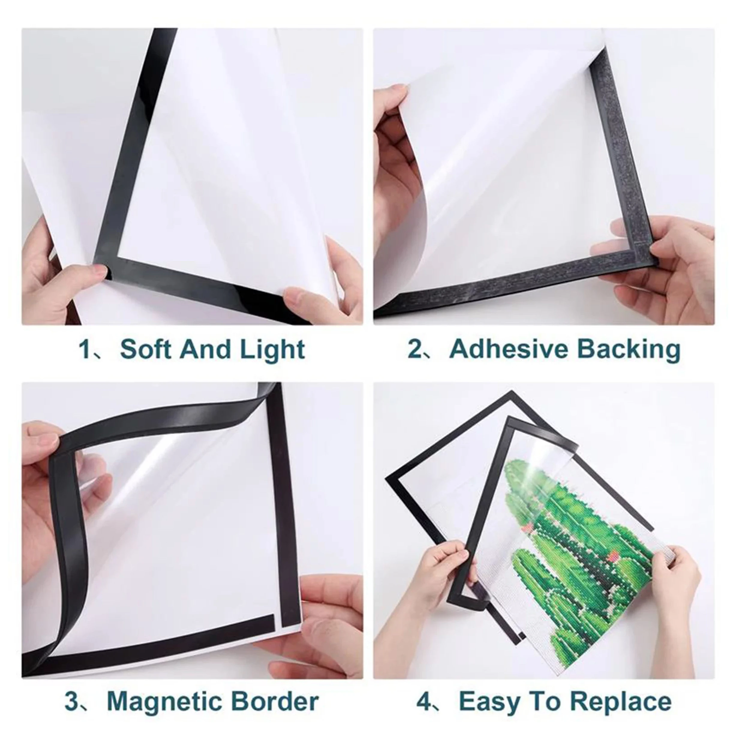 Diamond Painting Magnetic Photo Frame PVC Magnetic Self-adhesive Picture Frame for Painting Certificate Paper File Display