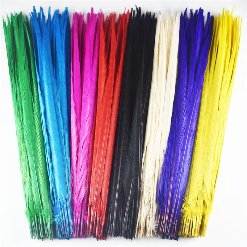 Top Selling Bleached and Dyed Orange Ringneck Pheasant Tail Feathers for Carnival Decoration