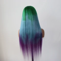 Hair Manufacture Wholesale Cheap Price T Color Green Blue Purple Lace Front Wig Silky Straight Wave Wig