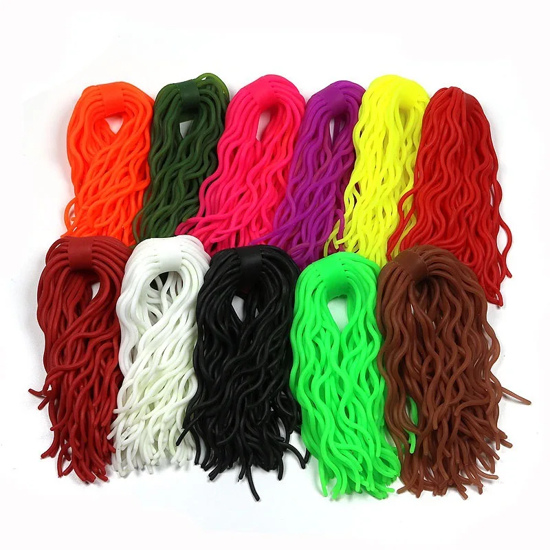 60pcs Bag Fly Fishing Tying Materials Squirmy Wormy Artificial Kit Worm Flies Plastic Worms Soft Fishing Lures