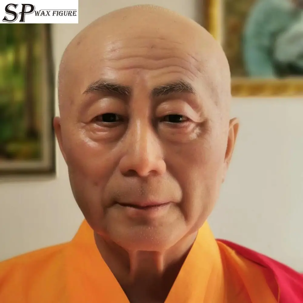 Super realistic Living Buddha monk human Life-size Silicone Wax Figure, high simulated wax figure, wax silicone sculpture