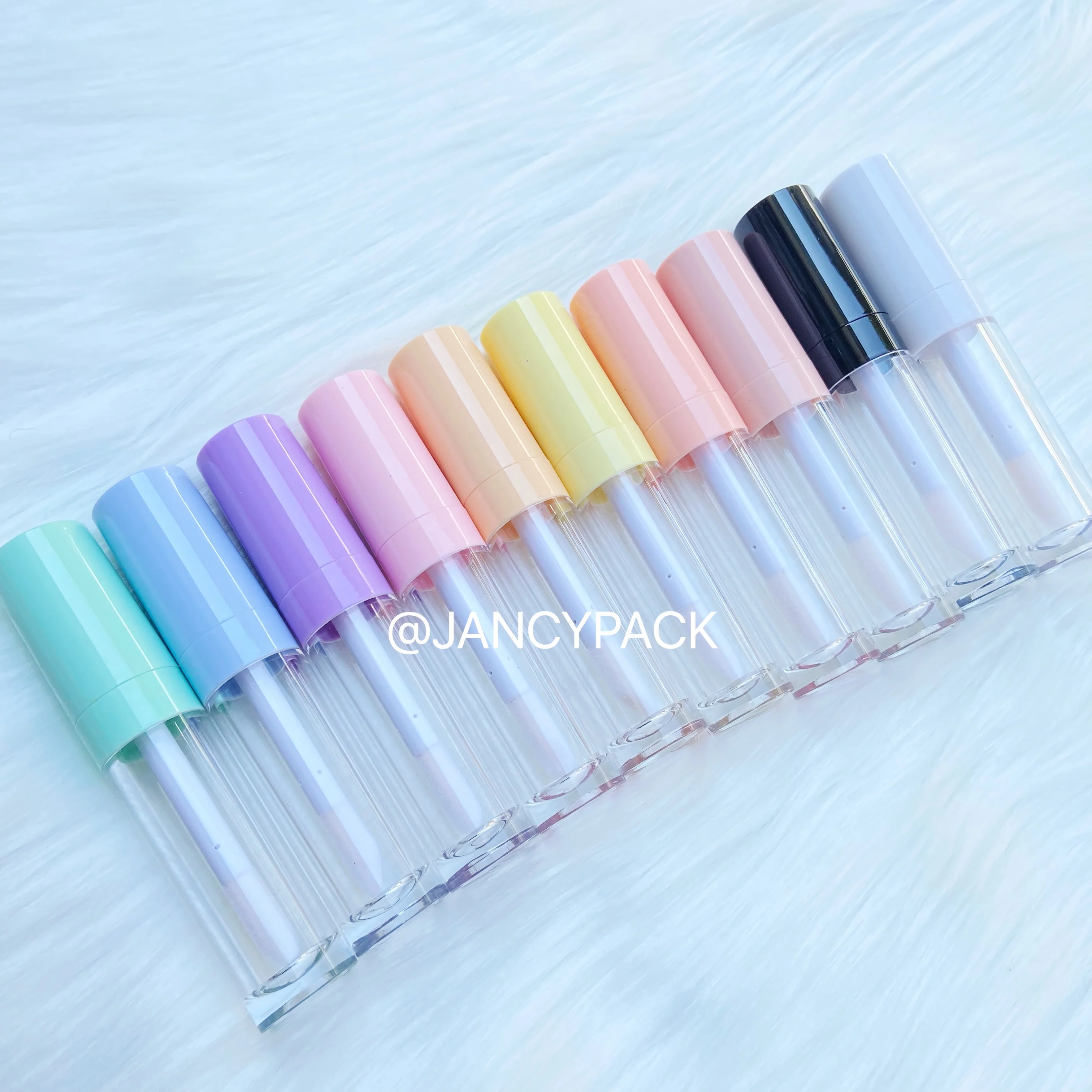 JANCY PACK 9ml pink peach white black clear custom lipgloss tubes containers big applicator brush lip gloss tubes lipstick tube