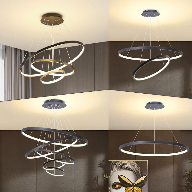 AUXO New Design Decorative Indoor Luxury Rings Pendant Light Ceiling Modern Led Chandelier Light