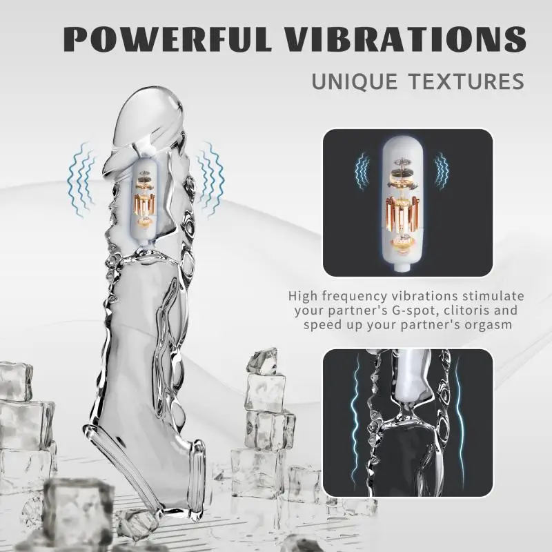 High quality soft crystal lengthen penis sleeve condom vibrator for men sex toy