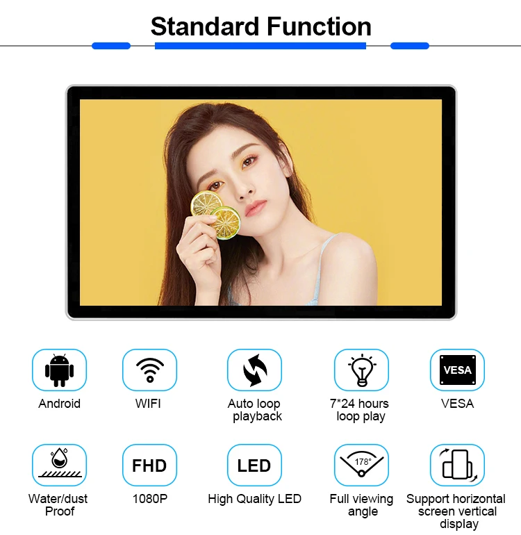 factory OEM 22inch machine lcd screen advertising player android media player for digital signage