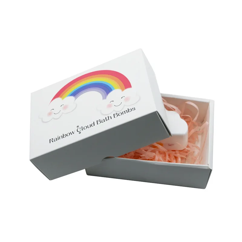 Private Label Organic Bath Fizzies Relaxing Rainbow Packaging Boxes for Bath Bombs