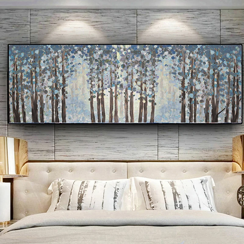 Flower Tree Abstract Landscape Oil Painting on Canvas Posters and Prints Wall Art Picture for Living Room