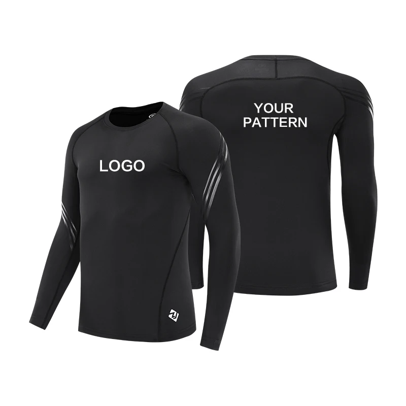 Blank OEM Surf Printed Compression Shirt Long Sleeve Shirt Men Gym Fitness  Muscle Fit Tshirts Custom Printed Rash Guard For Men
