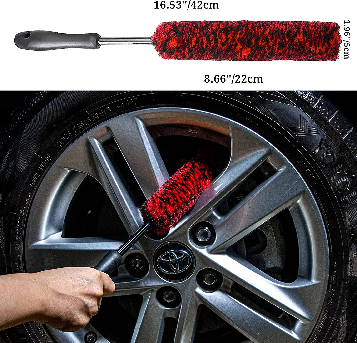 The Car Washing Brush Cleaning Industrial Microfiber Extended Reach Handle Wheel Rim Cleaning Brushes