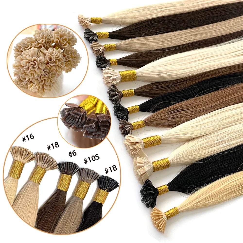 Wholesale Human Remy Hair Raw Indian Itips Keratin Bonds Fusion Hair Extensions I Flat  U V Tip Hair Extensions
