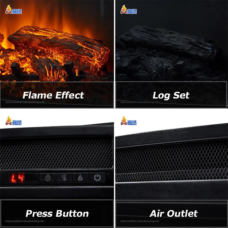 Modern Recessed Stove Insert with Remote Electric Fireplace