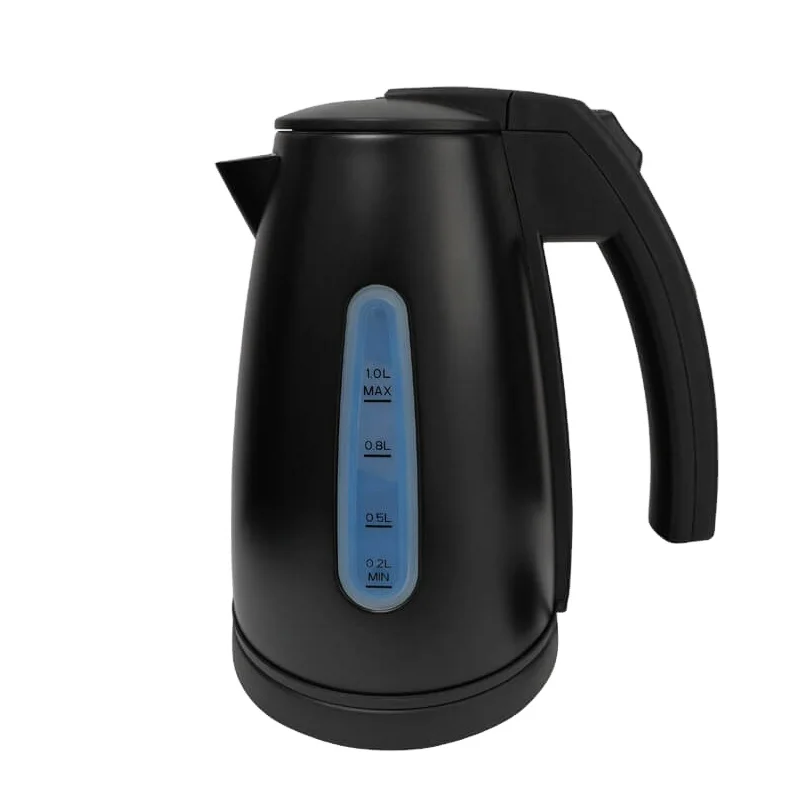 1.0L Black Color Visible Window Tea Kettle Food Grade Cordless Electric Kettle