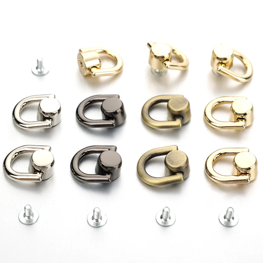 D-shaped Ring Bag Handles Chain Hook Bag Side Clip Screw Nail Rivet Handbag Strap Connector Clasp Buckle