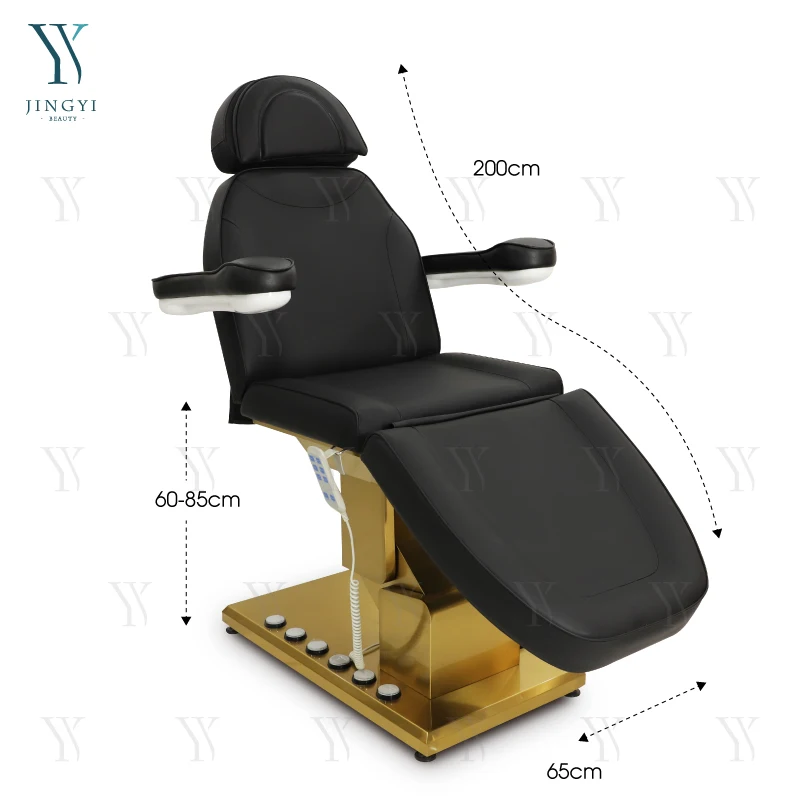 Luxury golden base electric facial spa therapy beauty bed massage lifting tables and beds reclining lash bed with foot control