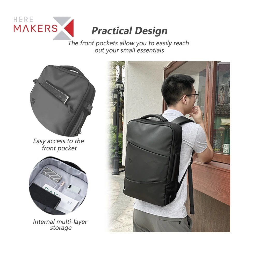 Factory Custom High Quality Travel Business Backpack Bag Mens 25L Extendable Laptop Backpack with USB