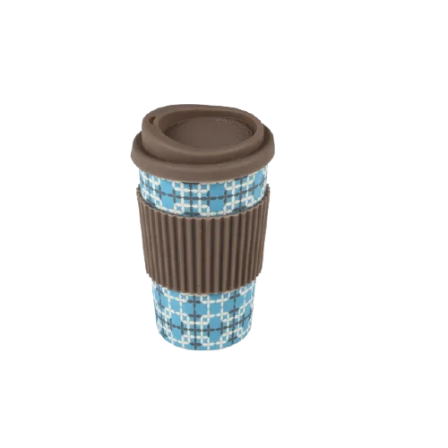 Custom Printed Bamboo Fiber Travel Coffee Cups Silicone Lid And Sleeve