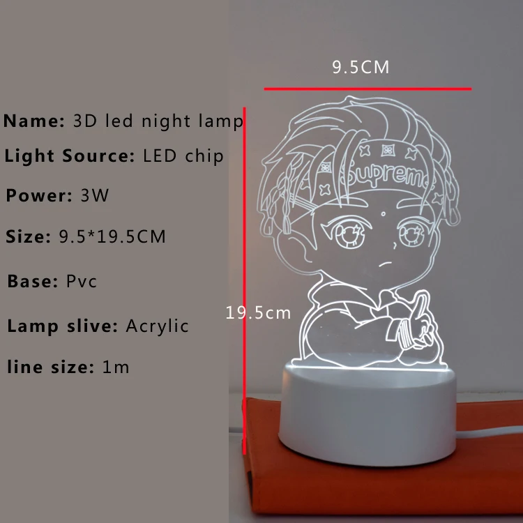 Customized design Creative High Transparent acrylic board 3d led night lamp