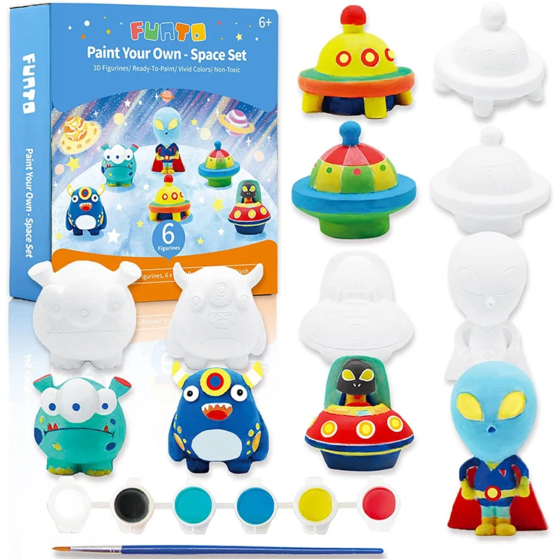 custom fabrication alien art and craft diy paint doodle magic drawing creation Ceramic figurine model coloring toy