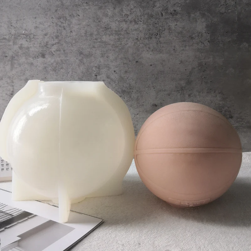 J1122 new DIY Epoxy Resin Simulation Basketball Mold 3D Large Size Spalding Basketball Candle Silicone Mold