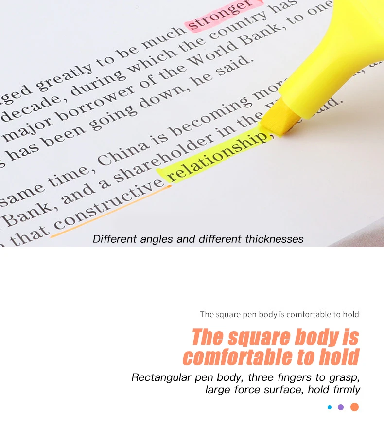 High Quality Student Stationery Office Stationery High Lighting Fluorescent Marker Pen Multi-Color Highlighter Pen