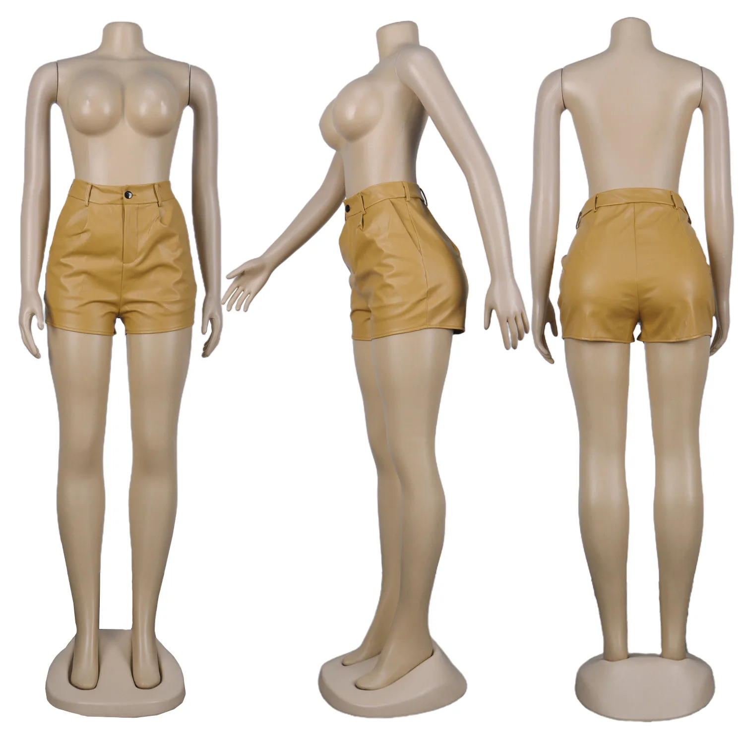 KX-BS10102 Sexy high waist leather booty biker shorts women scrunch faux leather shorts