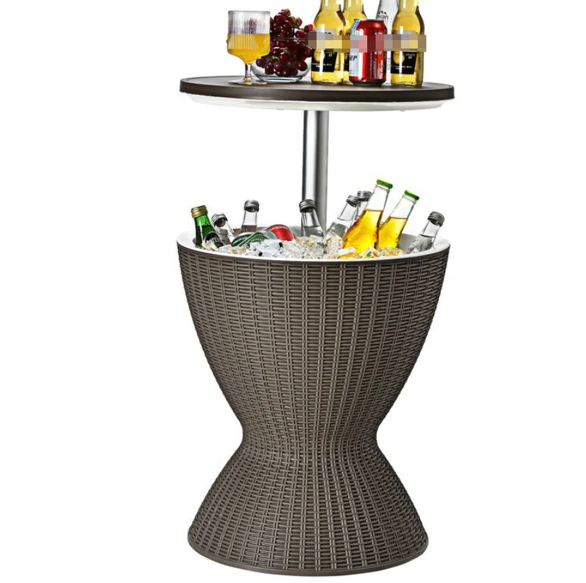 Factory wholesale wide-side three-in-one rattan ice bucket refrigerated wine lifting table