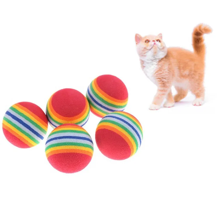 Red Rainbow Cat Toy Balls Soft EVA Foam Toys Small Dogs Puppies Toy Balls Chase Quiet Play Sponge Ball