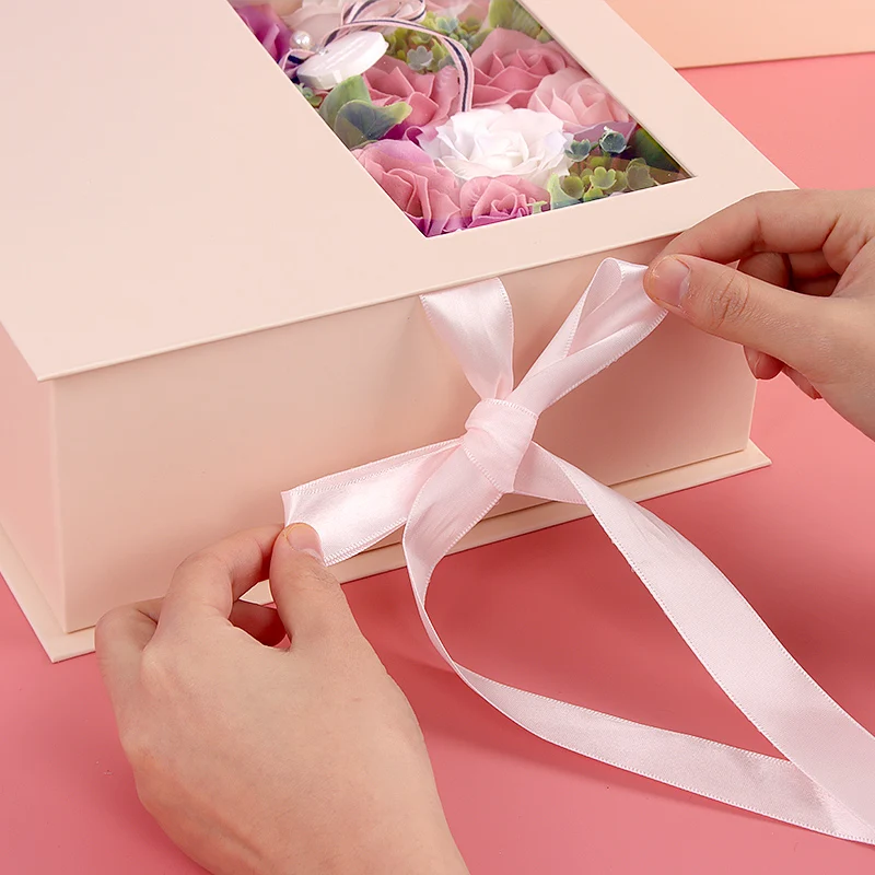 Eco Friendly Rose Flower Jewelry Eyelash Skin Care Products Gifts Packing Boxes With Ribbon