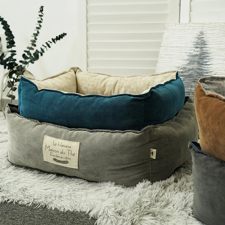 Colorful Luxury Lounger Bed Dog Oem Comfortable Soft Medium Removable Cover Rectangle Pet Bed And Sofa Dog Bed