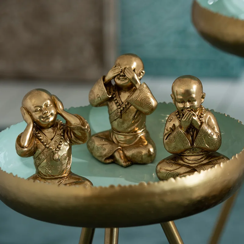 Dropship 3 Styles Resin Shaolin Little Monk Garden Statue Thai Baby Shaolin Monk Figurine