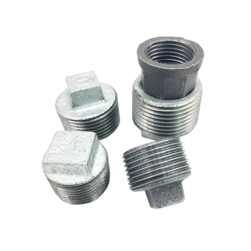 NPT thread  pipe fitting hot dip galvanized  malleable iron asni pipe plugs forged fittings hex/round plug