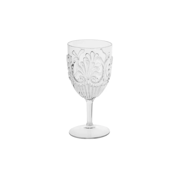 Factory Stock 15oz Plastic Wine Glass Yellow Acrylic Wine Goblet With Outside Elegant Scollop