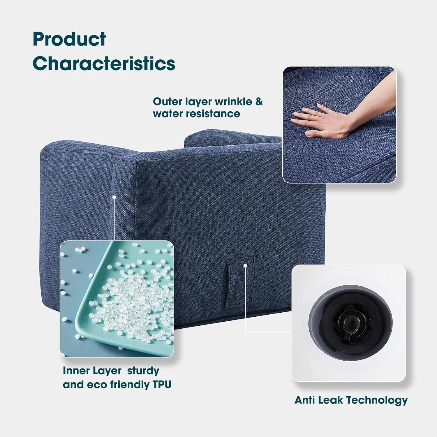 Modern Design Inflatable Chair Air Couch for Indoor & Outdoor Foldable Blow-Up Sofa for Bedroom Patio Backyard Camping Air Pump