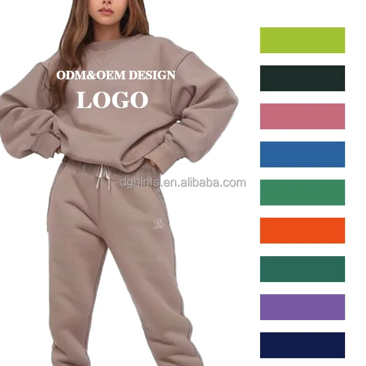 HLN High Quality Clothing Custom Women2pc Sweat Suit Women Thick Cotton Sweat Suit Sweatpants And Hoodie Set Wholesale Women