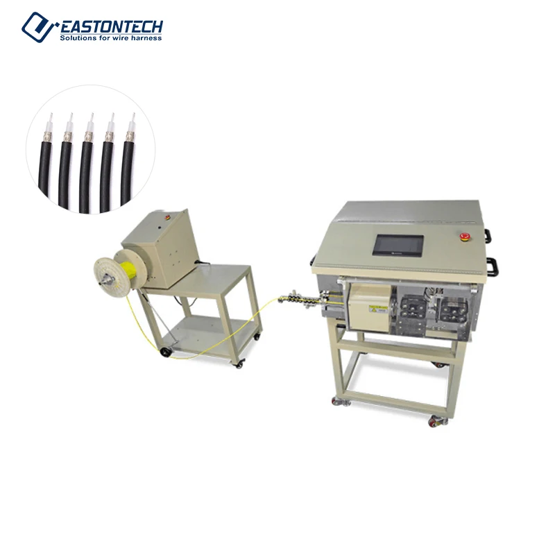 EW-06H Fully automatic thin coax cable stripping machine RF Flexible coaxial wire cut peeling machine with wire spool feeder