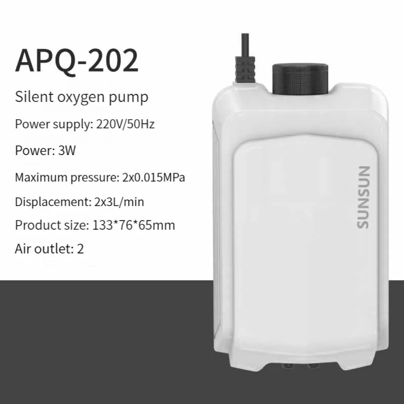 Manufacturer SUNSUN APQ Series Adjustable Super Silent 2 Outlet Air Aerator Aquarium Air Pump for Fish Tank