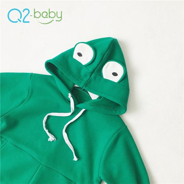 Q2-baby Wholesale Christmas Green Frog Cotton Zipper Baby Boy Jumpsuit Rompers
