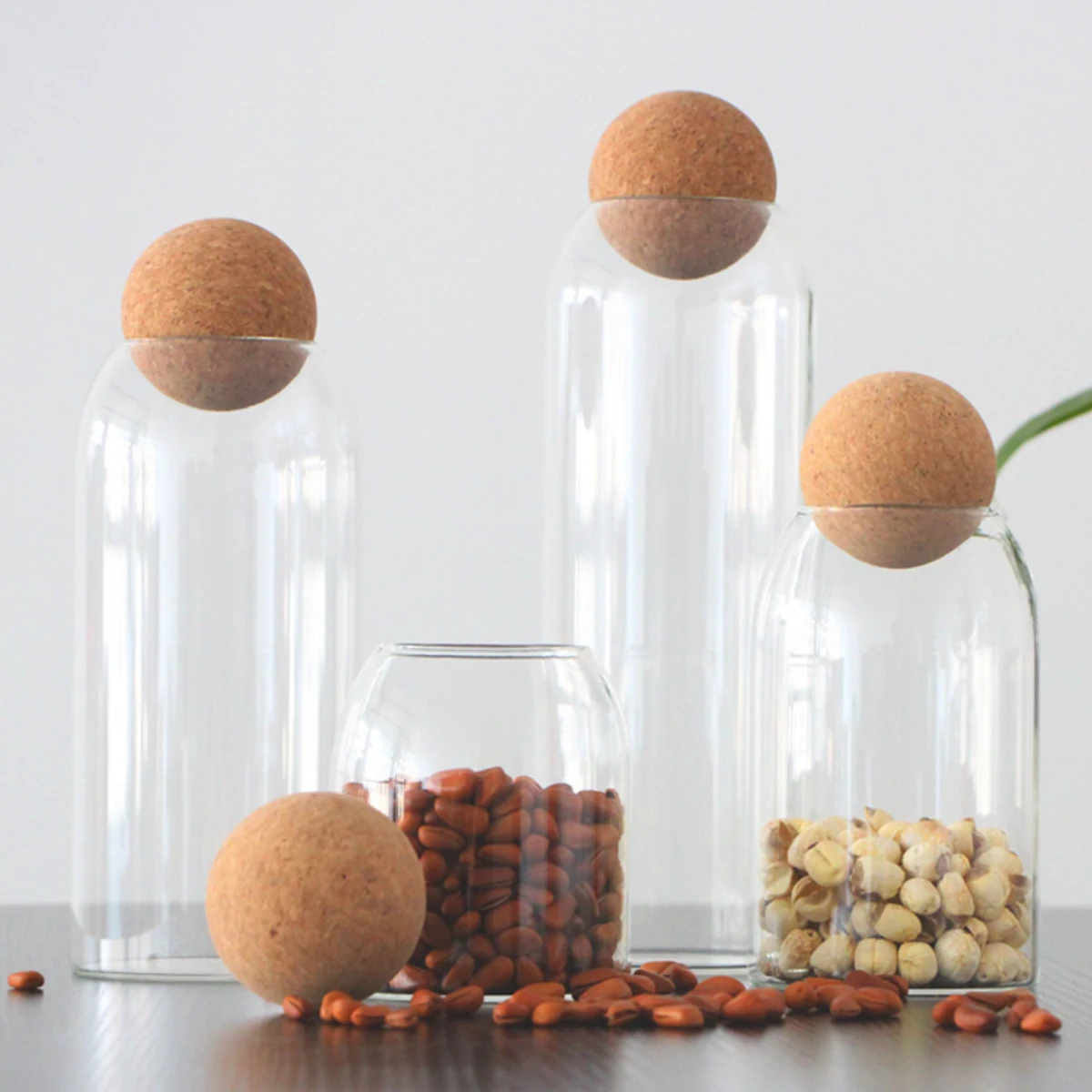 One Stop Shopping Various Sizes Premium Tea Spice Jar Kitchen Food Storage Containers Set Bottle Glass Jar With Cork Lids