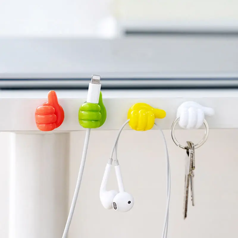 Creative Self Adhesive Thumb Hook Silicone Thumbs Up Wall Hook for Cable Clip Key Wall Decoration Hook Home Office Wall Storage
