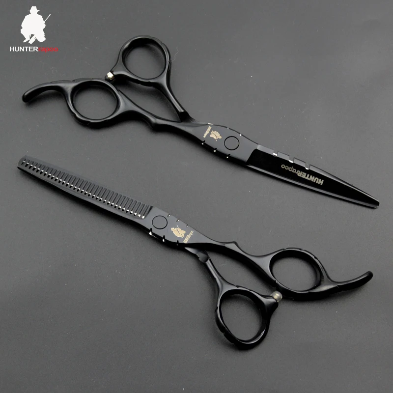 
6 inch Hair Cutting Shears Kit for Hairdresser Stainless Steel black scissors for haircut barbershop scissors set 