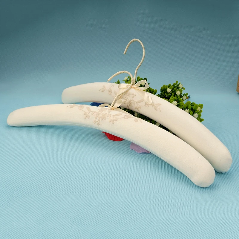 Custom luxury soft fabric satin padded coat wedding cloth hanger