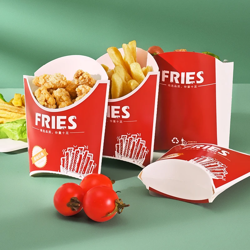 Custom Biodegradable  Food Grade Packing Box French Fries Popcorn White Cardboard Paper Box