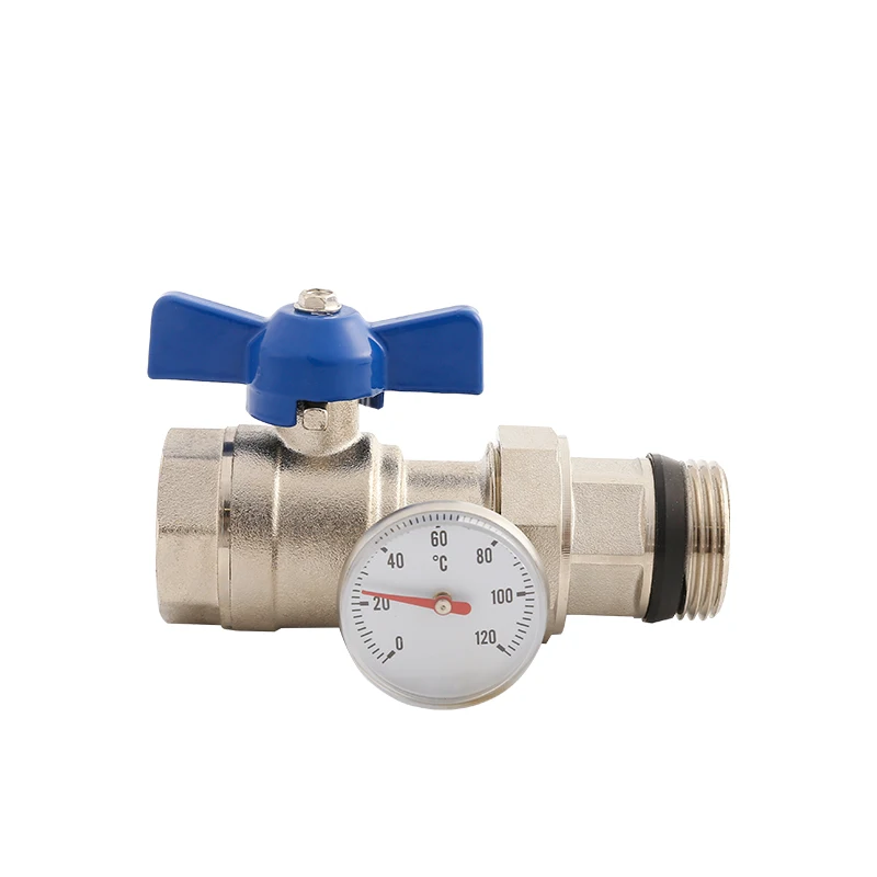 Ce certificate Brass Inlet and Outlet  Ball Valve  with Thermometer for Pex Manifold