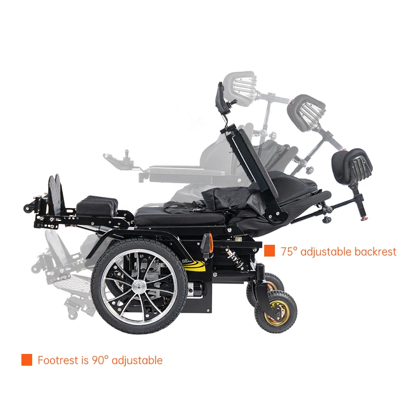 Electric standing wheelchair standing reclining  lying driving on the ground with the Ergonomics back rest and headrest-BZ-Z12
