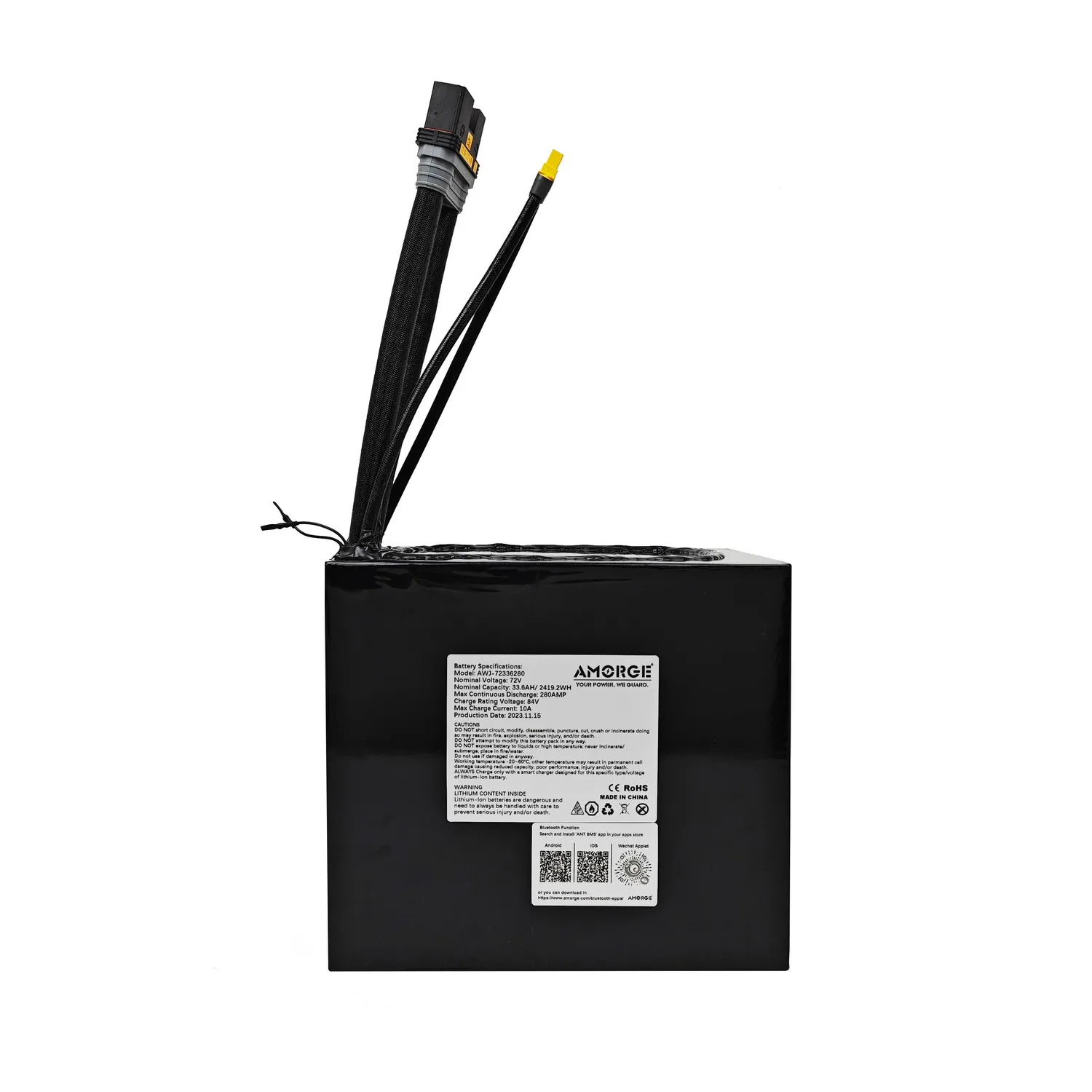 Аккумулятор AMORGE 72 В 33,6 А/ч, 280 ампер, с Bluetooth, BMS для электровелосипеда, внедорожного электрического велосипеда
