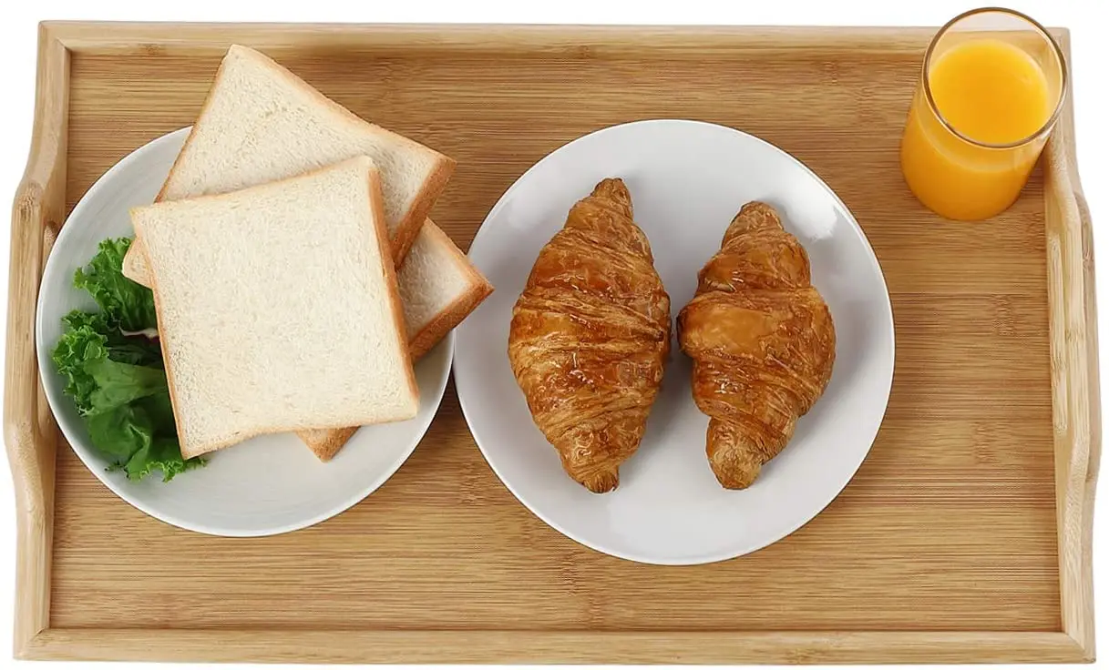 Adjustable Natural Bamboo wooden Folding Bed Table Handles Laptop Desk