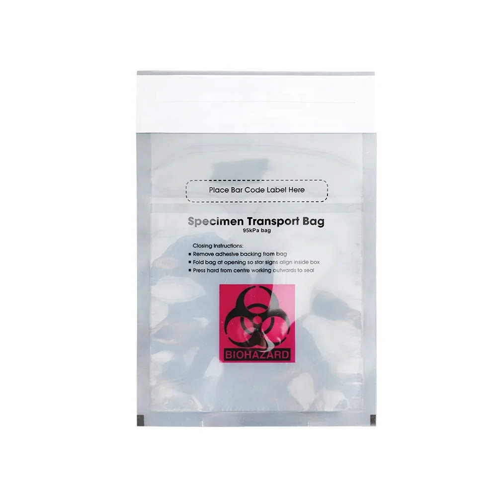 Hot Sale LDPE 95kpa Absorbent Specimen Transport Bag Bio Hazard Zipper Bags for Lab & Hospital Medical Use PE Plastic Packaging